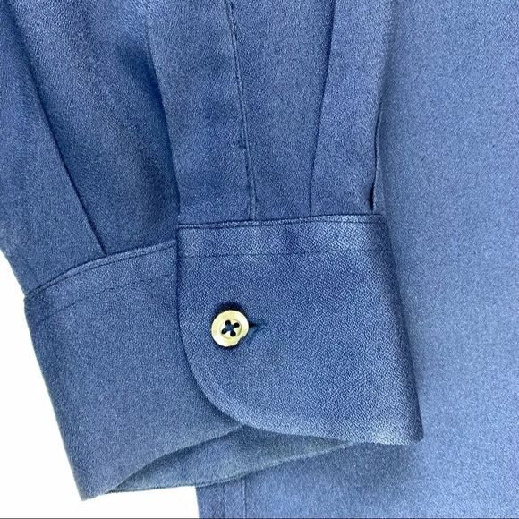 BOSS Hugo Boss Blue Long  Sleeve Silk Button Up Men's XXL - Picture 5 of 13